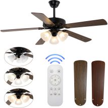 Dazhom - Ventilateur Plafond avec Lumières et Télécommande led Lampe 3 Couleurs Dimmablee et 6Vitesses de Vent Ventilateur Plafond Silencieux Φ132CM