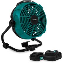 Ventilateur sans fil 20V - Batterie hybride ou alimentation ac - Adaptateur ac inclus - 2 batteries 2.0Ah et chargeur rapide inclue