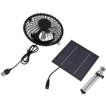 Ventilateur solaire Portable 6W 6 pouces, double alimentation usb, pour la maison, le Camping, la pêche en plein air, avec support extensible