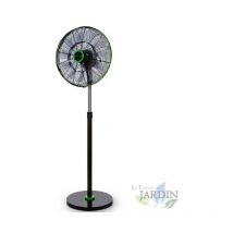 Suinga - Ventilateur sur pied silencieux Orbegozo F0248, télécommande, 18 pales. Noir et vert