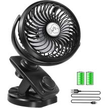 Tigrezy - Ventilateur usb, Mini Ventilateur à Pile avec Rechargeable Batterie 5000 mAh, Ventilateur pc avec 4 Vitesses du Vent, Rotation De 360 ° par