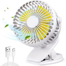 Ventilateur usb silencieux, ventilateur de bureau usb portable avec batterie rechargeable, ventilateur de refroidissement rotatif à 360 ° à 3