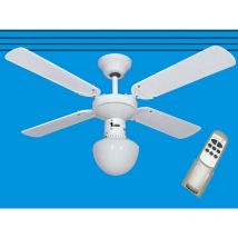 Ventilatore a da soffitto bianco con telecomando e punto luce 105 cm lampadario