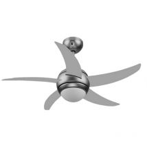 Ventilatore a da soffitto cromo con telecomando e punto luce 130 cm lampadario