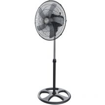 Ventilatore a Piantana Potente Da 75W Per Pavimento 5 Pale In Acciaio Da 42 Cm Silenzioso 3 Velocità Oscillante Altezza e Inclinazione Regolabili