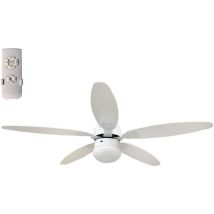 Ventilatore A Soffitto Ø130cm 5 Pale Con Telecomando Luce Reversibile 70w Bianco