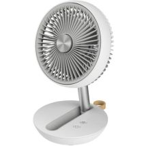 Ventilatore da tavolo compatto AIR STUDIO – EV122 – 3 pale, 4 velocità, ricaricabile USB-C, 5W, argento e bianco opaco – CFG