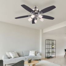 Globo - Ventilatore da soffitto a led da 15 watt con interruttore a strappo e lampada di illuminazione