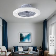Ventilatore da soffitto con telecomando Plafoniera effetto stella dimmerabile, timer cct 3 livelli, bianco, led 30W 2200Lm 3000-6500K, d 50 cm