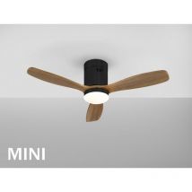 Siroco mini Ventilatore da soffitto ultra silenzioso a 6 velocità nero, noce 3000-5000K, telecomando, timer e funzioni reversibili - Schuller