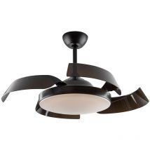 Schuller - enzo Ventilatore da soffitto a 6 velocità con pale retrattili nero, 3000-6000K, telecomando, timer e funzioni reversibili