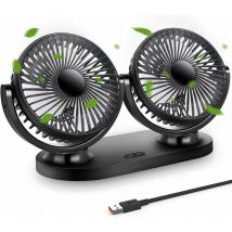 Ventilatore usb Mini ventilatore a doppia testa Ventilatore portatile ruotabile a 360° a 3 velocità per auto/tavolo/tavolo/campeggio/pesca ecc.