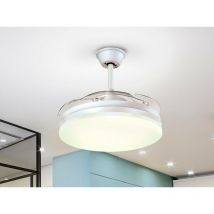 Schuller - Vento Ventilatore da soffitto a 6 velocità pale retrattili bianco opaco luce led integrata, telecomando, timer e funzioni reversibili