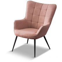 More4homes - Vera Linen / Velvet Occasional Lounge Living Room Accent Chair Armchair Metal Legs Pink without Footstool - Pink