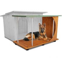 Veranda in Legno per Cuccia mod. Italy da Esterno 'Rinforzata' Terrazzo Coperto made in italy d - Pastore & Simili 102 x 55 x Alt. 67