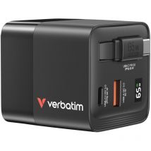 Gan Charger 65W 2xUSB-C PD,1xUSB-A, retrac. Cable 32217 - Verbatim