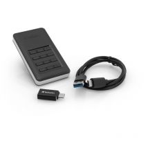 Verbatim - Store'n'Go - 256 Go - usb Type-C - 3.2 Gen 1 (3.1 Gen 1) - Protection par mot de passe - Noir - Argent (53402)