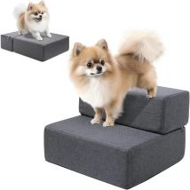 2 Stufen Rampe d'escalier pour chien pour lits et canapés, marches modulaires pliables pour petits chiens, gris - Vercart