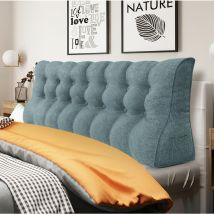 Compensé Coussin de lecture Triangulaire de Repos au lit Dossier Tête de lit Soutien Dorsal Oreiller Décoratif, Gris Mélange de lin, 200 x 25 x 55 cm