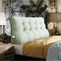 Compensé Coussin de lecture Triangulaire de Repos au lit Dossier Tête de lit Soutien Dorsal Oreiller Décoratif, Beige Mélange de lin, 120 x 25 x 55