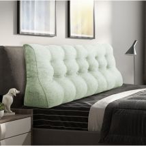 Compensé Coussin de lecture Triangulaire de Repos au lit Dossier Tête de lit Soutien Dorsal Oreiller Décoratif, Beige Mélange de lin, 180 x 25 x 55