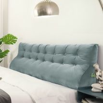 Compensé Coussin de lecture Triangulaire de Repos au lit Dossier Tête de lit Soutien Dorsal Oreiller Décoratif, Gris Velours, 200 x 25 x 55 cm - Gris
