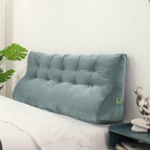 Compensé Coussin de lecture Triangulaire de Repos au lit Dossier Tête de lit Soutien Dorsal Oreiller Décoratif, Gris Velours, 160 x 25 x 55 cm - Gris