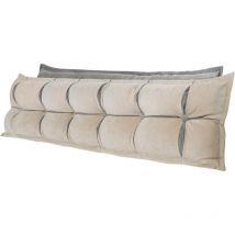 Vercart - Coussin de dossier de lit 2 couches, coussin de lecture pour lit et canapé, épais, beige, 200 cm
