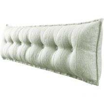 Cuscino da letto decorativo grande, cuscino da lettura con bottoni, cuscino per il corpo per chi dorme di lato, misto lino avorio, 200 x 8 x 50 cm