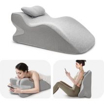 Ergonomisches Gesichtskissen zum Spielen, Lesen, Grau Rückenstützkissen fürs Bett mit Kopfstütze, Memory Foam-Kissen für Bauchschläfer - Vercart