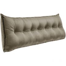 Vercart - Grand Oreiller de Lit Décoratif, Coussin de Lecture Capitonné de Boutons, Oreiller de Corps pour Dormeur Latéral, Brun Clair Velours, 200 x