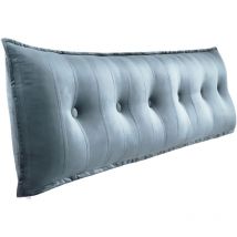 Vercart - Grand Oreiller de Lit Décoratif, Coussin de Lecture Capitonné de Boutons, Oreiller de Corps pour Dormeur Latéral, Gris Velours, 180 x 8 x