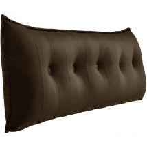 Cuscino da letto decorativo grande, cuscino da lettura con bottoni, cuscino per il corpo per chi dorme di lato, velluto color caffè, 160 x 8 x 50 cm