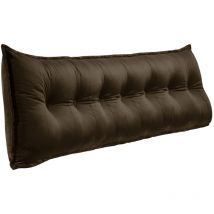 Cuscino da letto decorativo grande, cuscino da lettura con bottoni, cuscino per il corpo per chi dorme di lato, velluto color caffè, 200 x 8 x 50 cm
