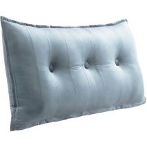 Großes dekoratives Bettkissen, geknöpftes Lesekissen, Körperkissen für Seitenschläfer, grauer Samt, 100 x 8 x 50 cm - Gris - Vercart