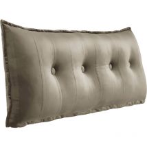 Großes dekoratives Bettkissen, geknöpftes Lesekissen, Körperkissen für Seitenschläfer, hellbrauner Samt, 120 x 8 x 50 cm - Marron - Vercart