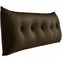 Großes dekoratives Bettkissen, geknöpftes Lesekissen, Körperkissen für Seitenschläfer, Kaffeesamt, 160 x 8 x 50 cm - Marron - Vercart