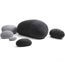 Vercart - Gros Coussin de Sol Créatif Rond, énorme Pouf de Décoration pour Salon Terrasse, Coussin Decoratif 3D Imitation Pierre, Mélange de Gris