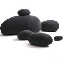 Vercart - Gros Coussin de Sol Créatif Rond, énorme Pouf de Décoration pour Salon Terrasse, Coussin Decoratif 3D Imitation Pierre, Mélange de Gris