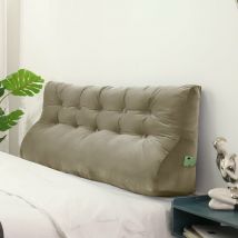 Keil-Lesekissen, dreieckig, Bettstütze, Rückenlehne, Kopfteil, Rückenstütze, dekoratives Kissen, hellbrauner Samt, 160 x 25 x 55 cm - Marron - Vercart