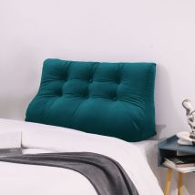 Keil-Lesekissen, dreieckig, Bettstütze, Rückenlehne, Kopfteil, Rückenstütze, dekoratives Kissen, türkiser Samt, 100 x 25 x 55 cm - Turquoise - Vercart