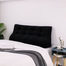 Vercart - Keil-Lesekissen, dreieckig, Bettstütze, Rückenlehne, Kopfteil, Rückenstütze, dekoratives Kissen, schwarzer Samt, 120 x 25 x 55 cm - Noir