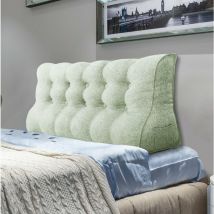 Keil-Lesekissen, dreieckig, Bettstütze, Rückenlehne, Kopfteil, Rückenstütze, dekoratives Kissen, elfenbeinfarbenes Leinengemisch, 160 x 25 x 55 cm