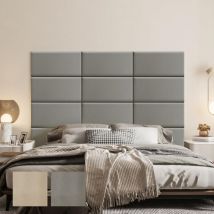 Testiera da parete per letto singolo e matrimoniale, pannelli da parete imbottiti in pelle, confezione da 12 cuscini da parete 3D, autoadesivi,