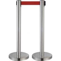 2 Verchromte Führungspfosten mit Gurt Rot