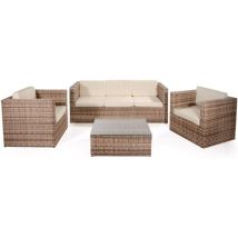 Set Salotto Da Giardino Capri Divano 3 Posti 2 Poltrone 1 Tavolino Naturale/ecru