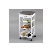 Verdulero Cocina 2 Cestos 76X37X37Cm 1 Cajon Ac/Mad Tapa Inox k
