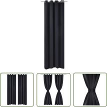 The Living Store Verdunkelungsvorhang mit Metallösen 270 x 245 cm Schwarz - Verdunkelungsvorhang - Gardine - Vorhang Schwarz - Wohnraumdekoration