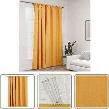 The Living Store Verdunkelungsvorhang mit Haken Leinenoptik Gelb 290x245 cm - Verdunklungsvorhang - Leinenlook - Vorhang Gelb - Wohnraumdekoration