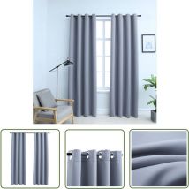 The Living Store Verdunkelungsvorhänge mit Metallösen 2 Stk. Grau 140x175 cm - Gardinen - Vorhänge - Grau - Wohnraum - Schlafzimmer